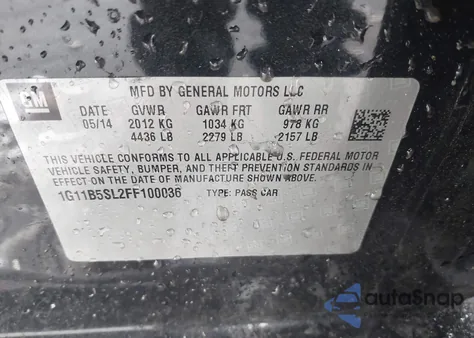 2015 Chevrolet Malibu Ls z USA, uszkodzony, nr VIN 1G11B5SL2FF100036